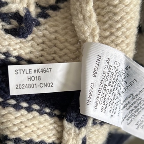 J. Crew Fair Isle Cardigan Sweater Knit Wool Coat Size Medium - Picture 9 of 11